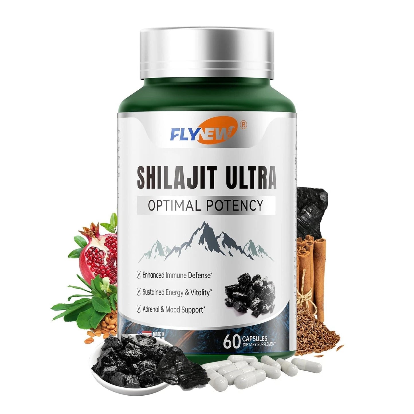 Shilajit Potencia Ultra Óptima-Extracto de Shilajit con L-Arginina